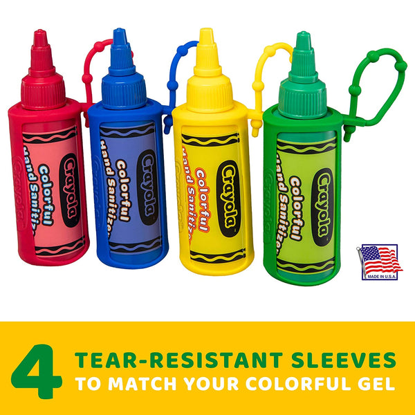 Crayola Kids Hand Sanitizer Gel, (8-Pack) 2 oz ea., 4 Colorful Holders Included.