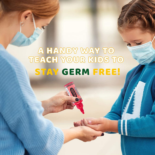 Crayola Kids Hand Sanitizer Gel, (8-Pack) 2 oz ea., 4 Colorful Holders Included.