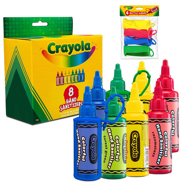 Crayola Kids Hand Sanitizer Gel, (8-Pack) 2 oz ea., 4 Colorful Holders Included.