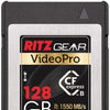 Ritz Gear Video Pro CFExpress Card 128GB Type B (1550/550 R/W) Pairs with Compatible Panasonic, Canon & Sony DSLR/Mirrorless Cameras