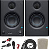 PreSonus Eris E3.5 2-Way Active Powered Studio Monitor Studio Pair, Microphone Stand, Pop Filter, Studio Microphone/XLR Cable, 2 TS Instrument Cables