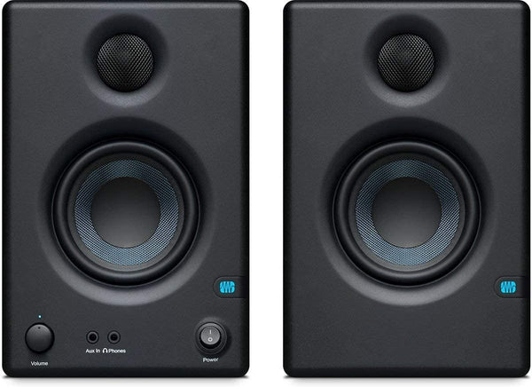 PreSonus Eris E3.5 2-Way Active Powered Studio Monitor Studio Pair, Microphone Stand, Pop Filter, Studio Microphone/XLR Cable, 2 TS Instrument Cables