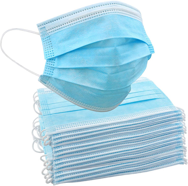 Jumbl Blue Disposable Face Masks | Protective 3-Ply Breathable Comfortable Nose/Mouth Coverings for Home & Office | Elastic Ear Loop 3-Layer Safety Shield for Adults/Kids | Pack of 100 Ships from USA