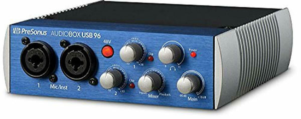 Presonus AudioBox 96 Audio Interface Full Studio Bundle with Studio One Artist Software Pack w/Eris 4.5 Pair Studio Monitors and 1/4