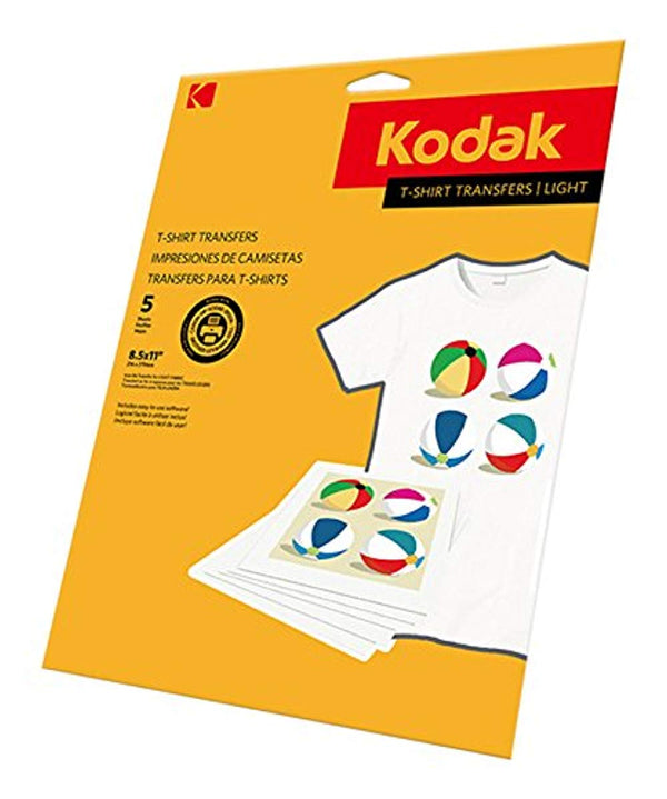 KODAK T-Shirt Transfers for Light Fabrics -8-1/2 x 11", 5 Sheets Per Pack