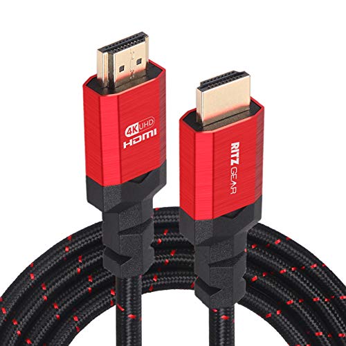 RitzGear 4K HDMI Cables | 10-Pack of 10 Ft. High-Speed 18Gbps HDMI 2.0 Connectors | Durable Braided Nylon, Gold Plating, 4K @ 60Hz Ultra HD, 3D, 2160p, 1080p & Ethernet Support for TV, Laptop & Gaming